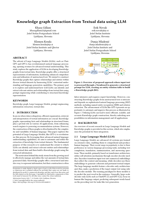 First page of “Knowledge graph Extraction from Textual data using LLM”
