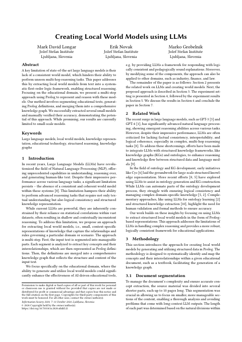 First page of “Creating Local World Models using LLMs”