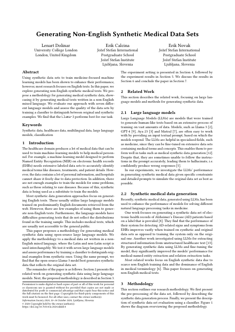 First page of “Generating Non-English Synthetic Medical Data Sets”